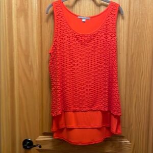 Vibrant Orange Sleeveless Layered Top